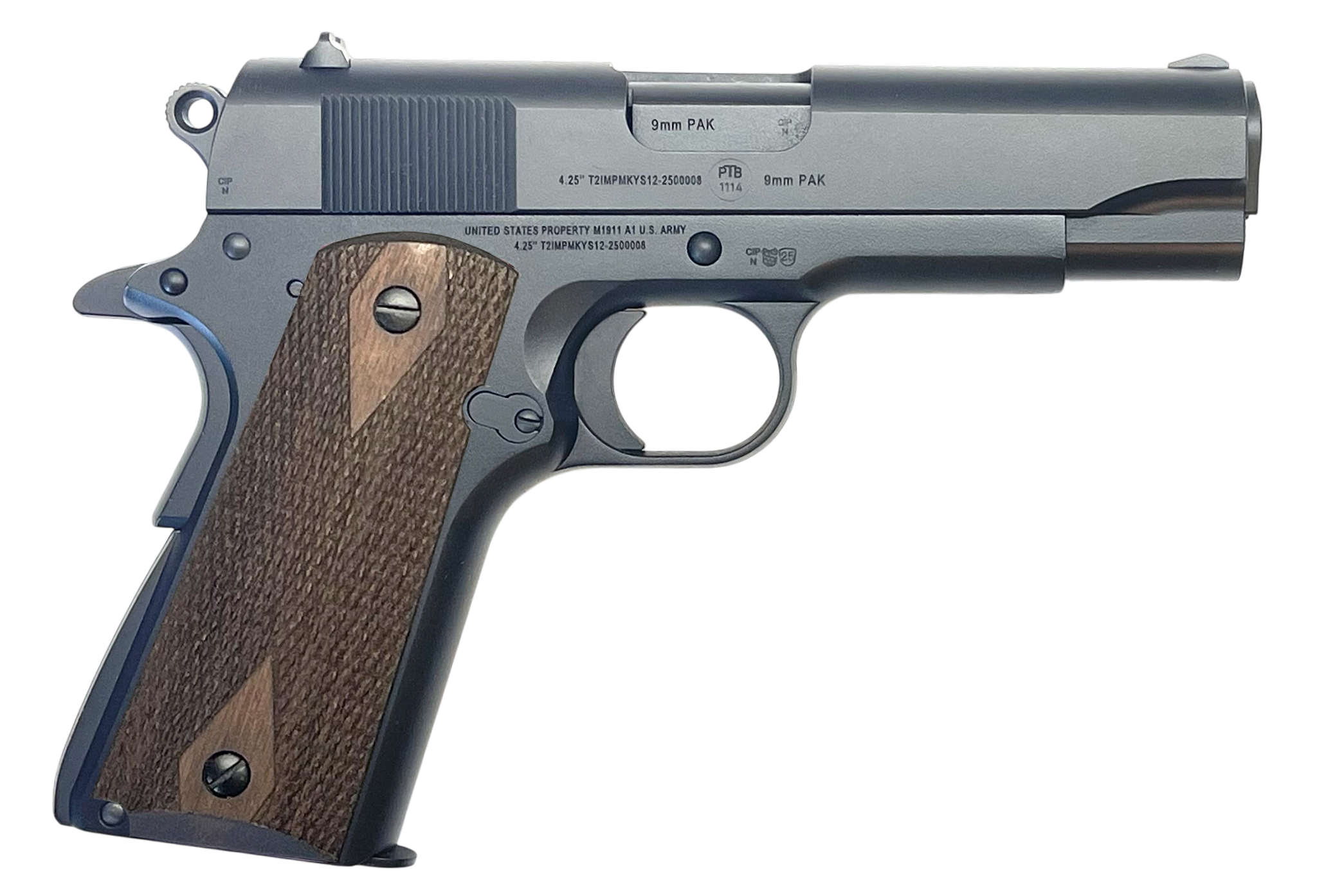 M1911 A1 U.S. ARMY COMMANDER  4.25’’ Barrel,  9MM PAK BLANK WNG
