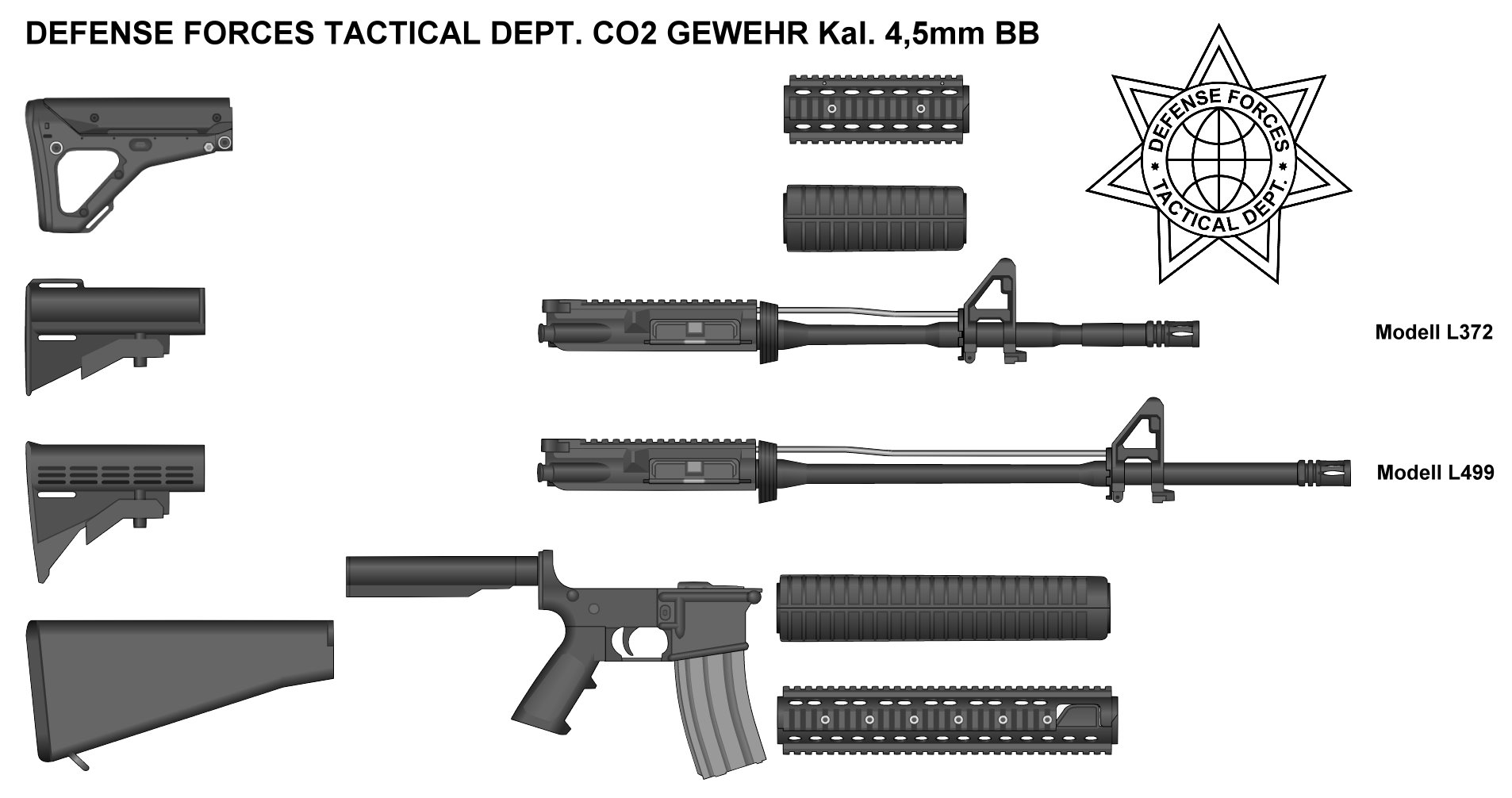 M4A1 CO2 .177 4,5mmBB Air Rifle, DEFENSE FORCES