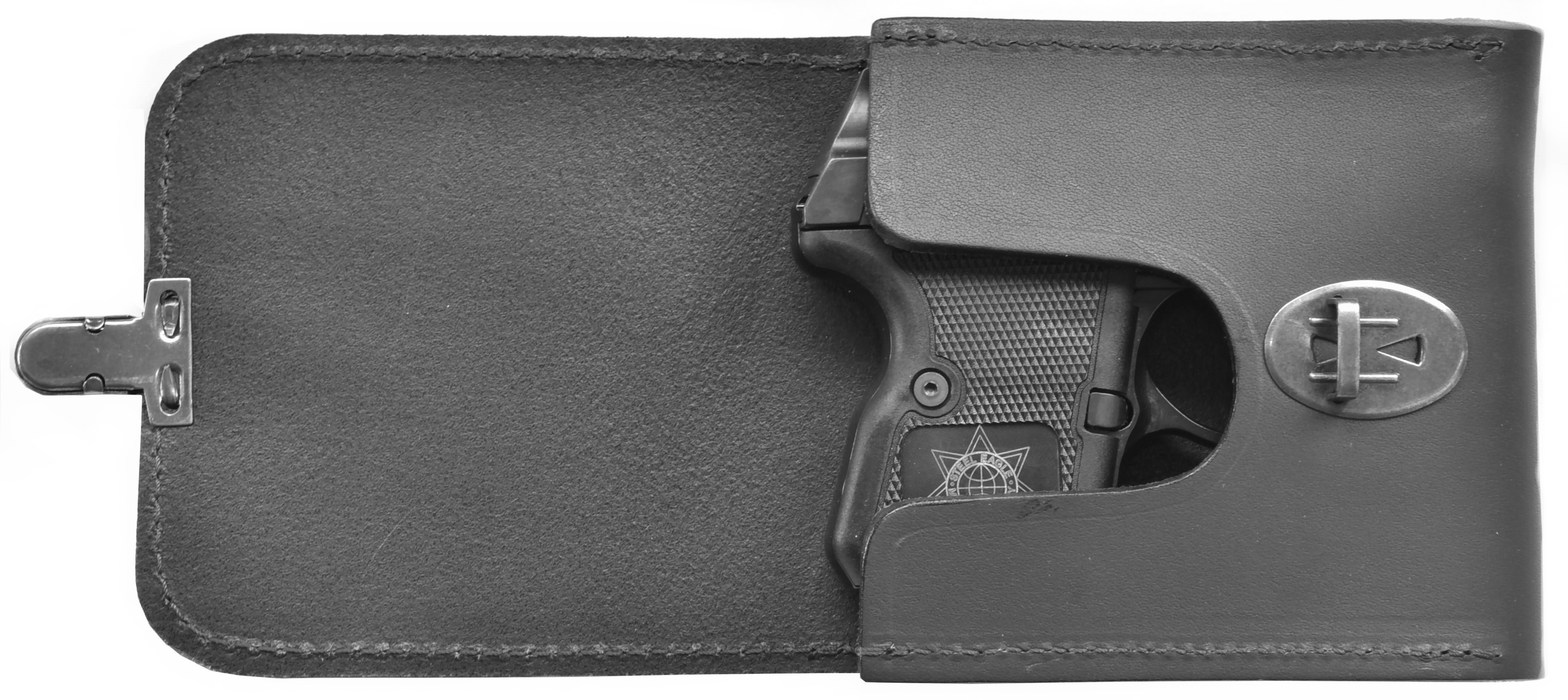 Gürteltasche SCHWARZ / Holster aus Leder für STEEL EAGLE