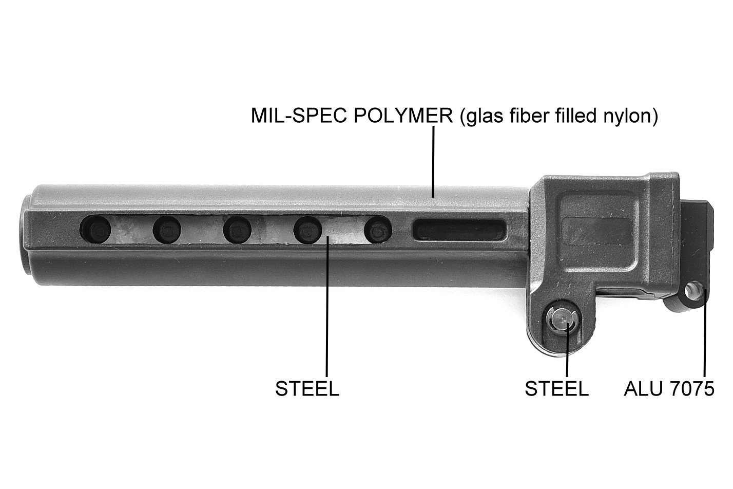 GERMANTAC Folding Stock tube LK black for AK74 SAIGA YUNKER