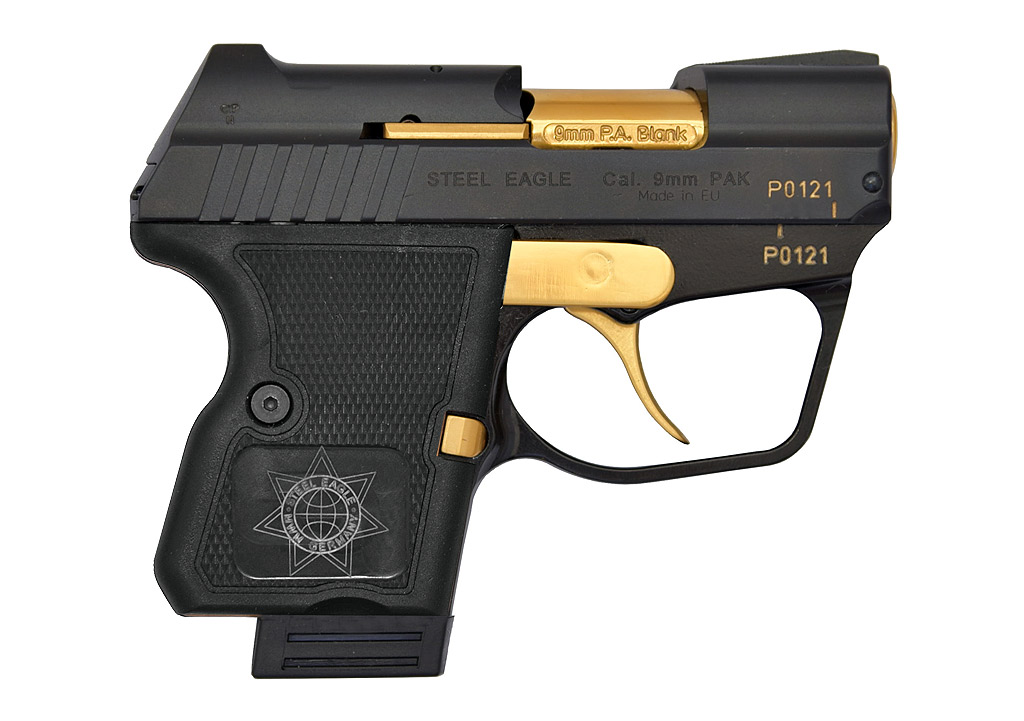STEEL EAGLE (GV) CNC 9mm PAK Vanadium-Gold Finish Blank Firing Gun PTB-1089