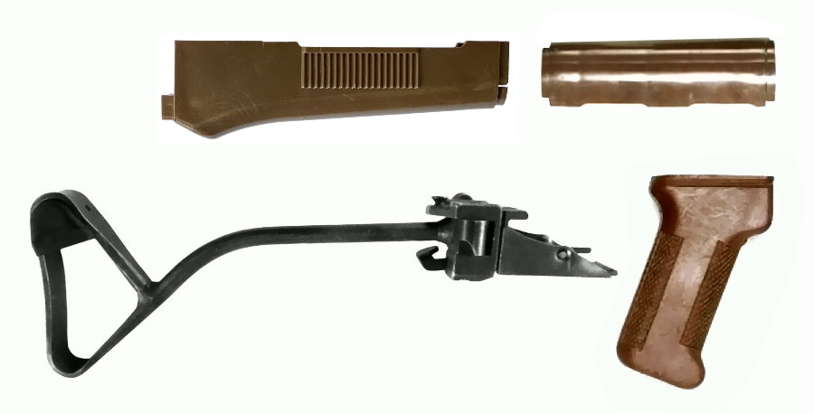 East German End of DDR NVA AK47 / AKM / AK74 SAIGA CUGIR PARATROOPER STOCK Set BLACK