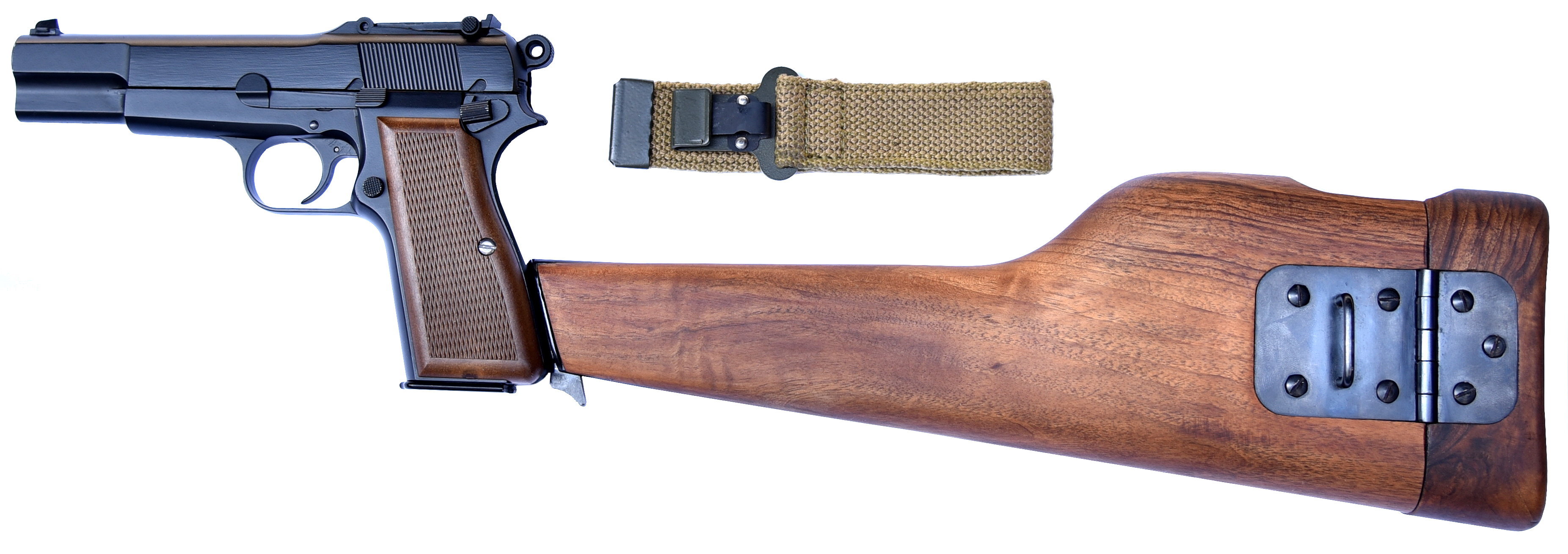 Wooden Shoulder Stock for INGLIS FH HP Browning pistol