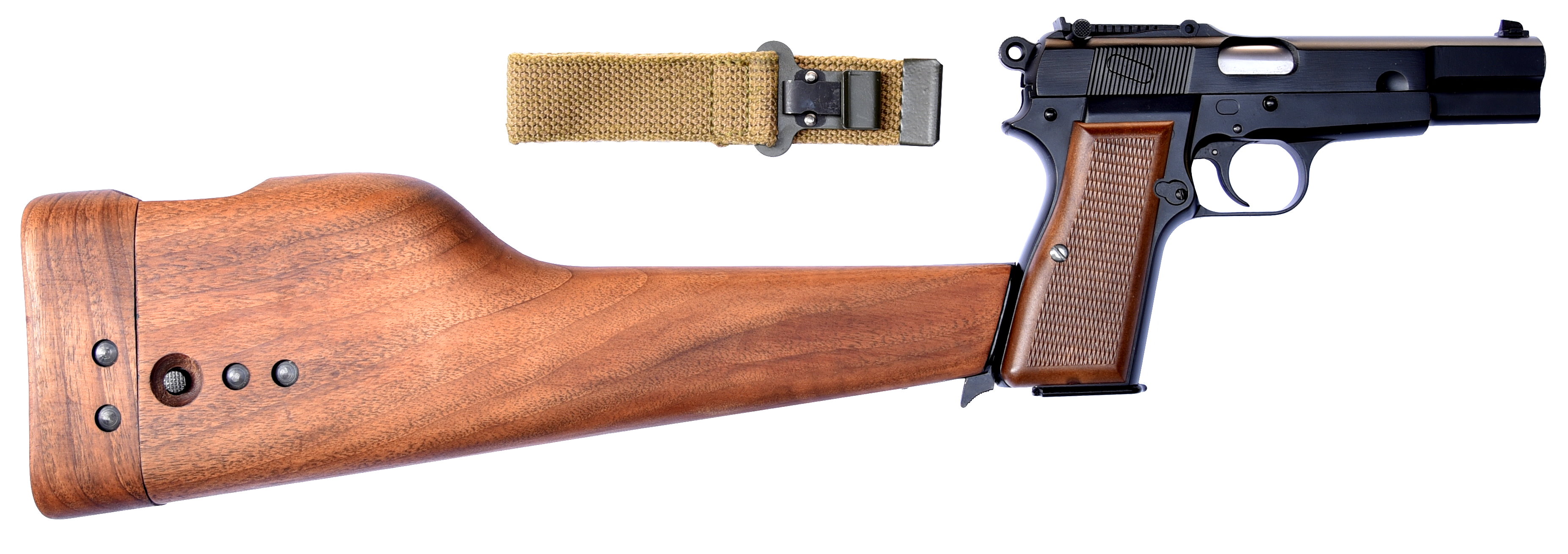 Wooden Shoulder Stock for INGLIS FH HP Browning pistol