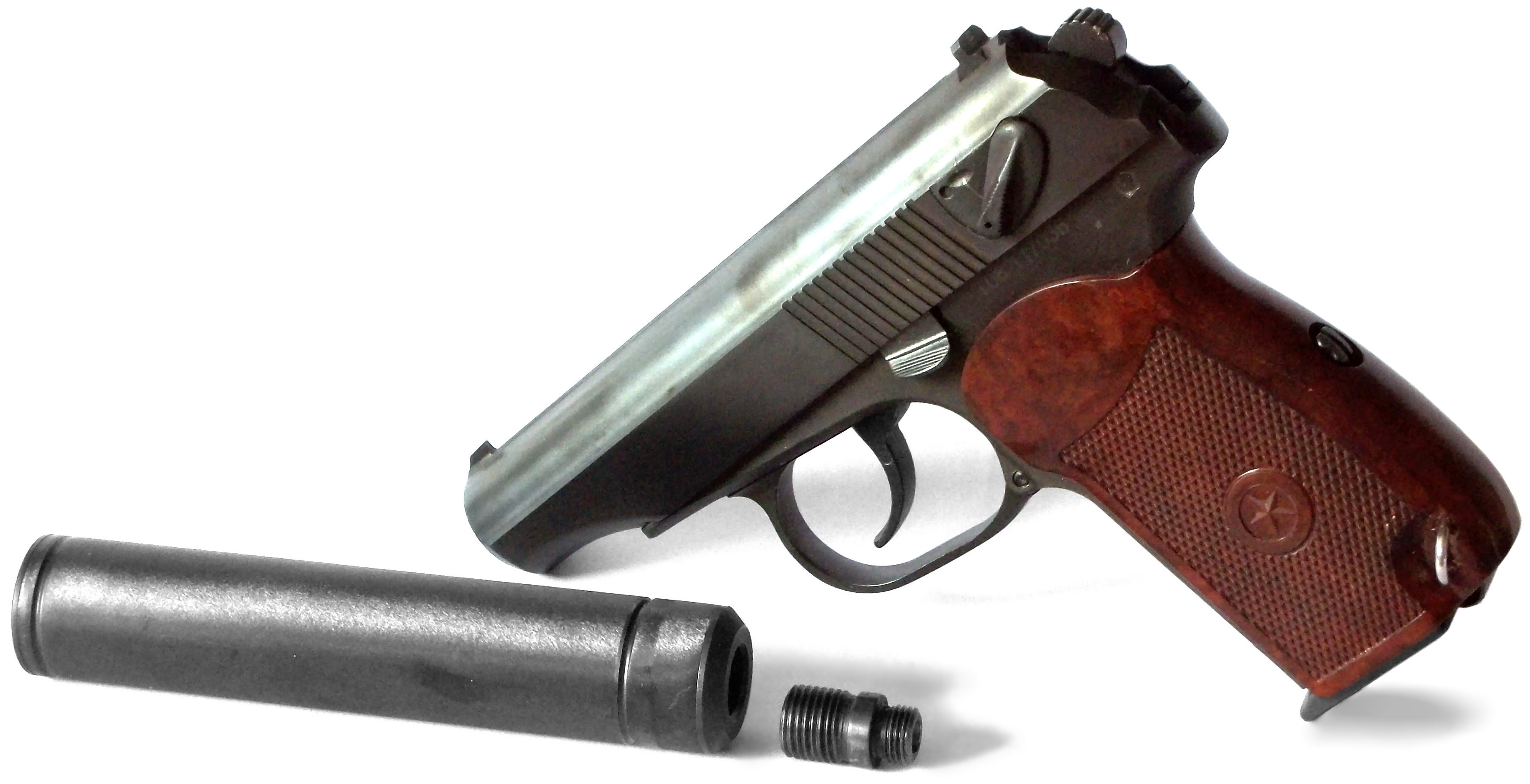 Schalldämpfer, Vollstahl f. Luftdruckpistolen wie zB. Makarov MP654K