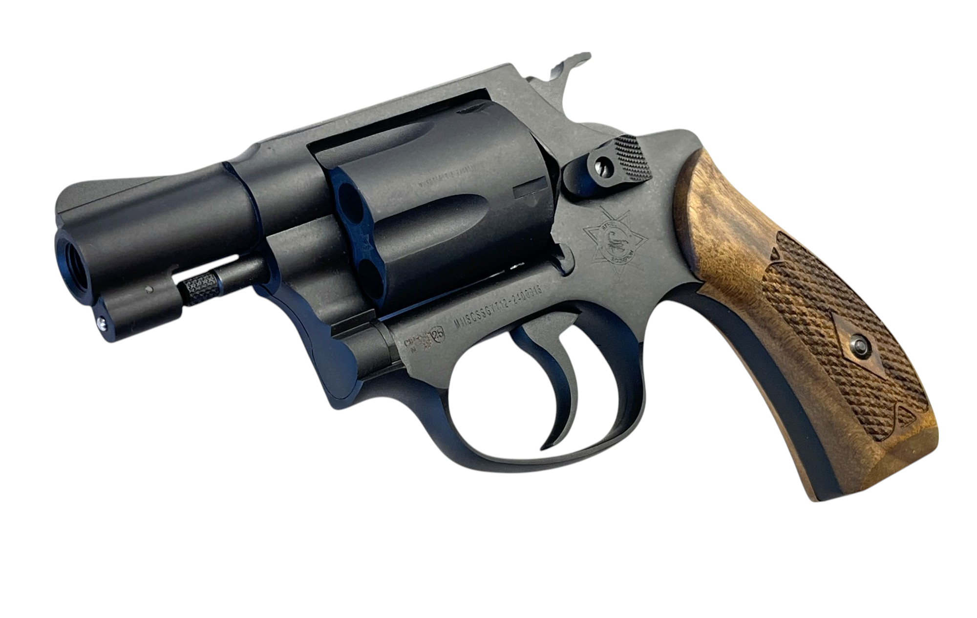 STEEL SCORPION-S Solid Stainless-Steel Blank Firing 9mm RK w. Walnut Grips