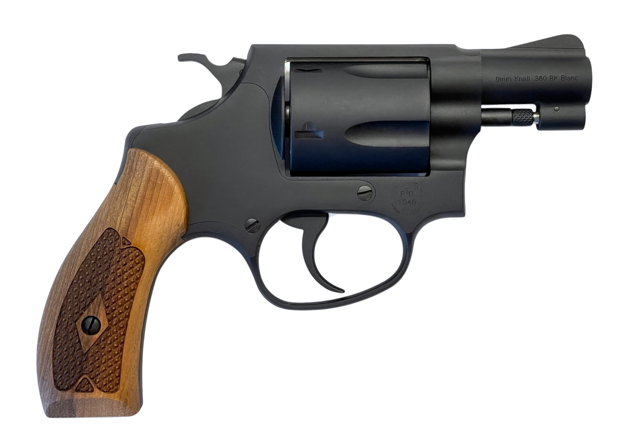 STEEL SCORPION-S Solid Stainless-Steel Blank Firing 9mm RK w. Walnut Grips